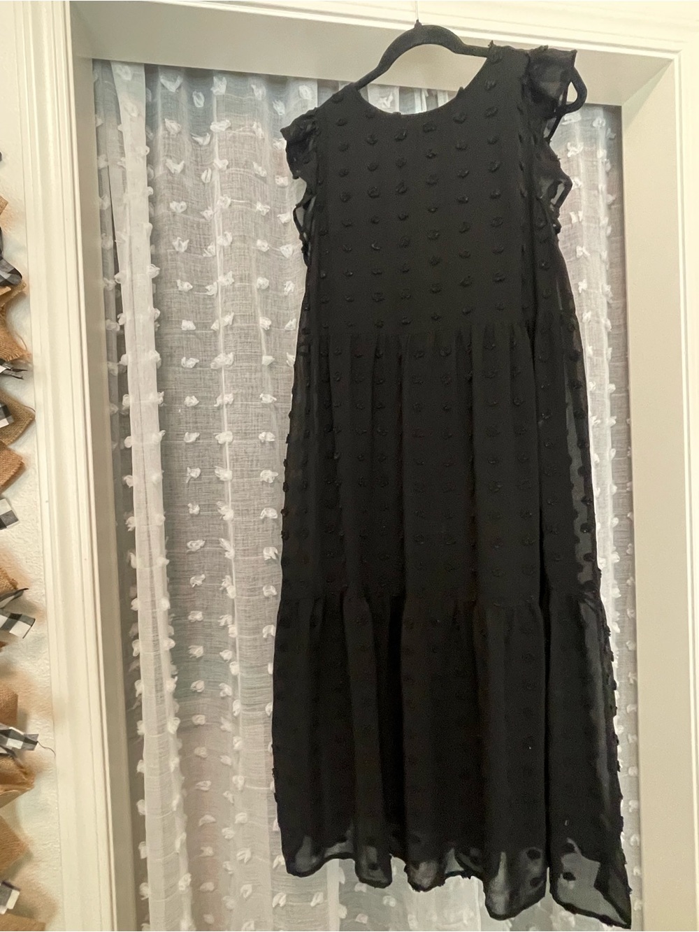 Black Swiss Dot Tiered Maxi Dress - Picture 3 of 6